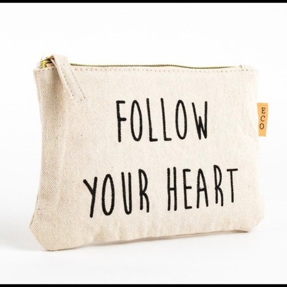 Follow Your Heart Canvas Makeup Pouch - Picture 2 of 5